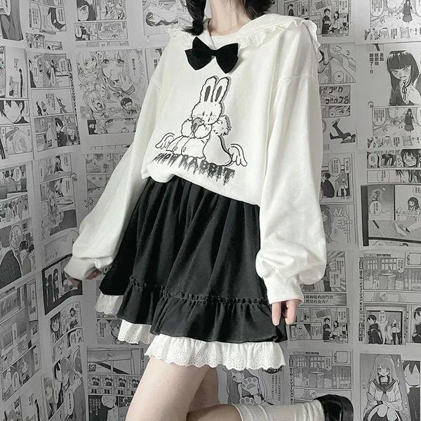 

skirts houzhou kawaii mini women lace patchwork high waisted a-line short skirt summer harajuku japanese style lolita soft girl, Black