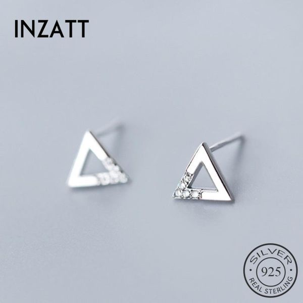 

stud inzareal 925 sterling silver zircon triangle earrings fashion women fine jewelry party cute minimalist accessories gift, Golden;silver