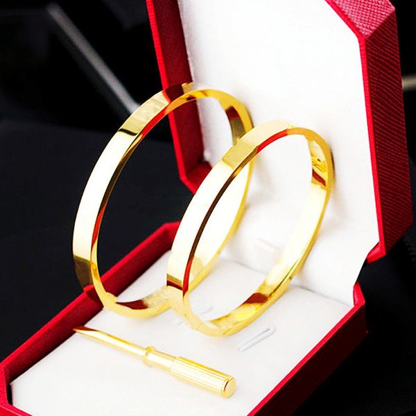 Um clássico pulseiras de ouro jóias de luxo aço inoxidável amizade pulseira prata rosa mulheres homens casal jóias festa parafuso pulseira chave de fenda pulseiras designe