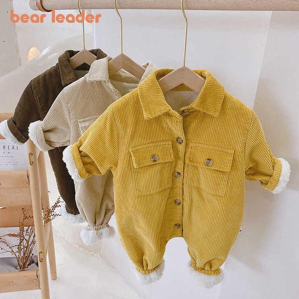 

bear leader autumn winter girls boys clothes fashion infant baby casual rompers corduroy kids jumpsuits warm cute clothes 210708, Blue
