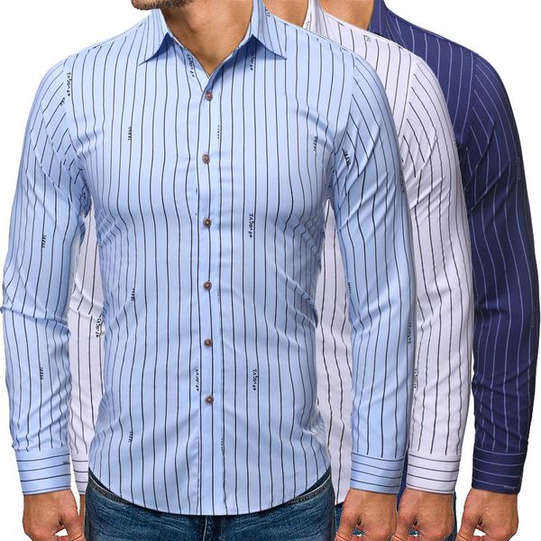 

men's casual shirts shirt. versatile vertical stripe lapel long sleeve cs56, White;black