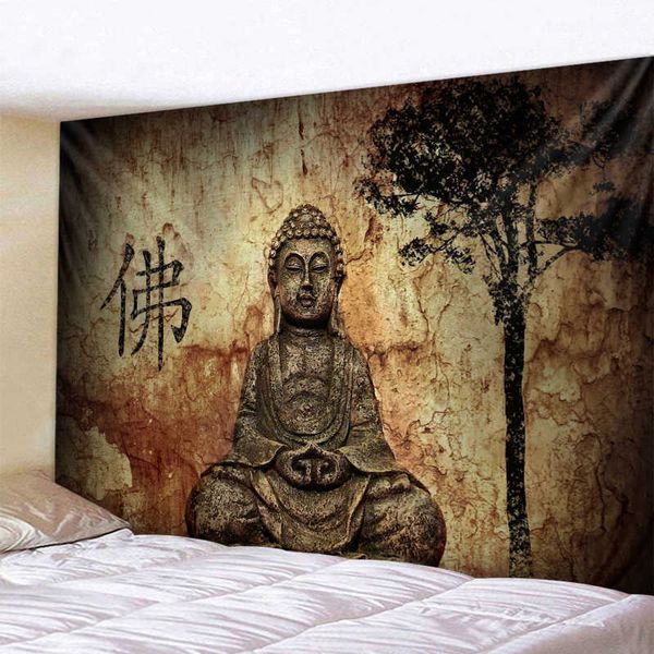 Indian Buddha meditazione decorazione della casa arazzo Mandala arazzo Hippie Bohemian decorativo tappetino da yoga foglio camera da letto 210609