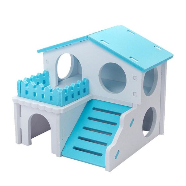 

small animal supplies k5dc hamster hideout wooden hut animals multi story villa colorful house habitat decor with ladder easy to assemble