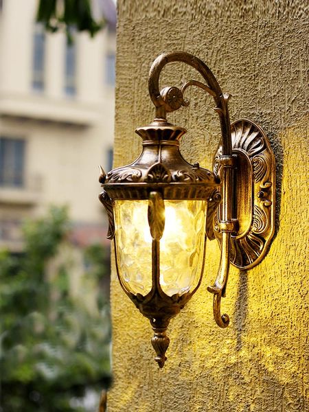 Lampada da parete vintage Europa Villa Outdoor Sconce E27 Design Light Impermeabile Esterno Giardino Portico Rustico