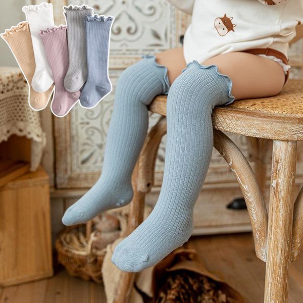 

socks spring and autumn infant over the knee loose mouth baby boys cotton comfortable girls 0-3t children, Pink;yellow