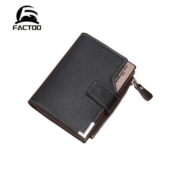

factoo wallet men leather men wallets purse short male clutch leather wallet fashion casual zipper mens money bag men's card bag, Red;black