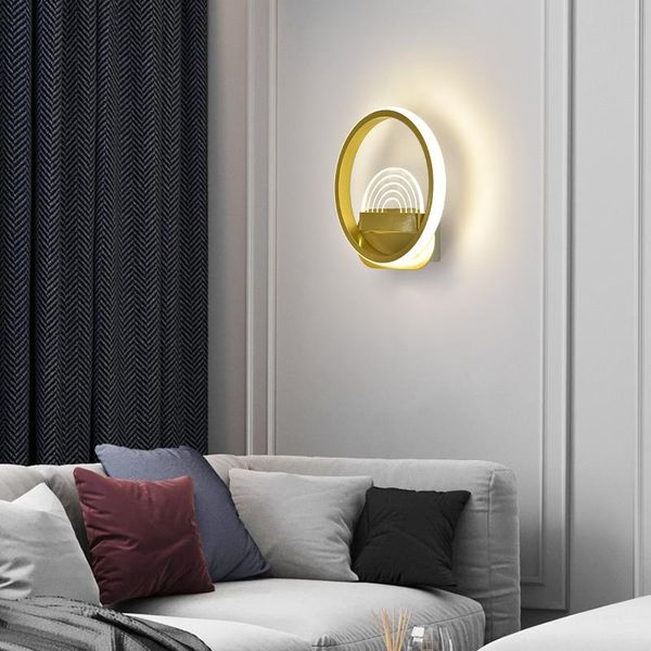 

wall lamp modern stylish led iron acrylic gold black lights for living room bedroom corridor aisle bedside decor light
