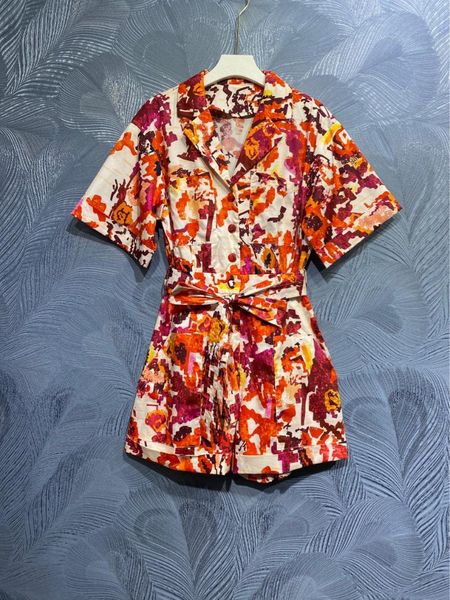 

women's pants & capris fashion orange pattern printed women clothes one pcs summer short sleeves belt sashes hip hop lady clothing, Black;white