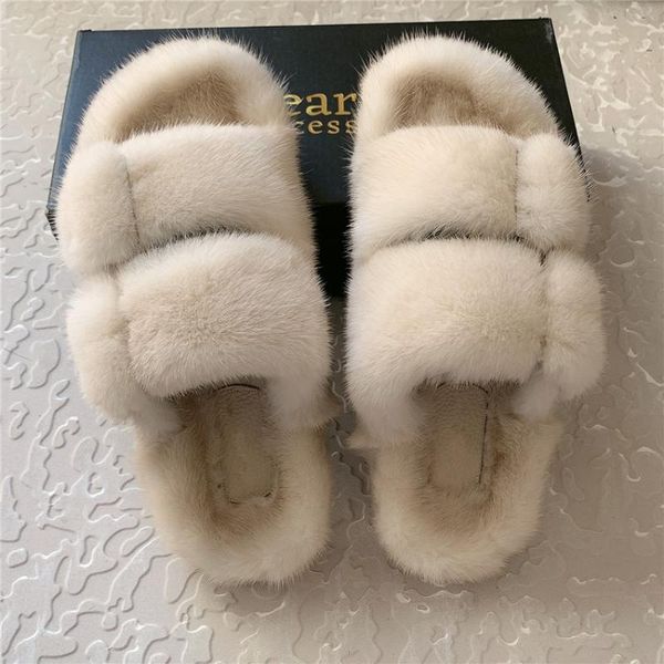 

slippers ladies mink real casual flat shoes home girls outdoor fast, Black