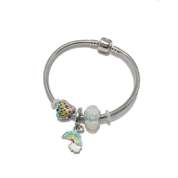 

charm bracelets 56 accessories colorful clouds rainbow love glass stone beaded open female bracelet, Golden;silver