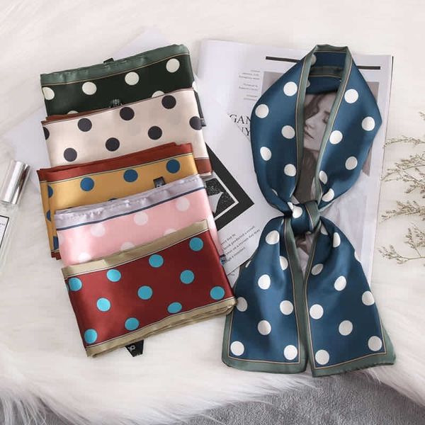 

twe south korea east gate wave simulation point ribbon small scarf imitation silk ties cravat long ribbon decorative scarf bandage, Black;gray