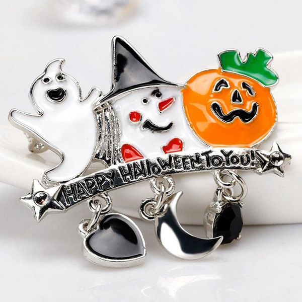 

pins, brooches happy halloween enamel pin cute white boo ghost badge women denim shirt bag lapel pins cartoon jewelry gift for friends, Gray
