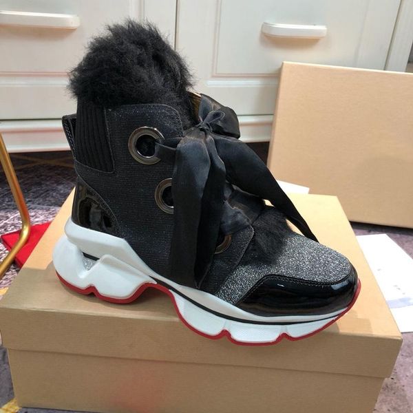 

boots 2021 women snow lovers's genuine leather warm lace up round toe comfortable winter fashion designer, Black