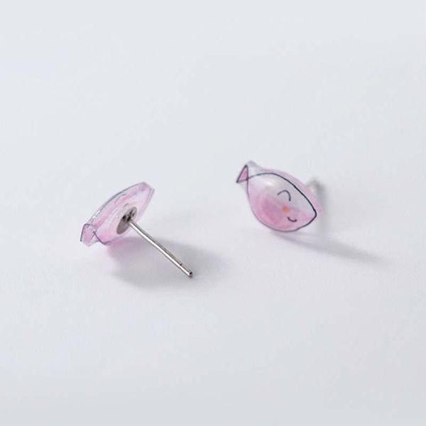 

real 925 sterling silver punk fish stud earrings for fashion women minimalist fine jewelry hiphop animal accessories, Golden;silver