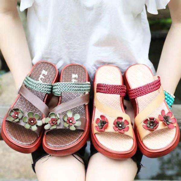

slippers 2021 classic flower summer shoes for women sandals fashion platform women's flip flops female large size, Black