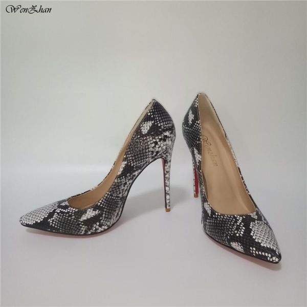 

dress shoes wenzhan selling high heel yellow snake printed leather 12cm women pumps for lady 36-42 95-7, Black
