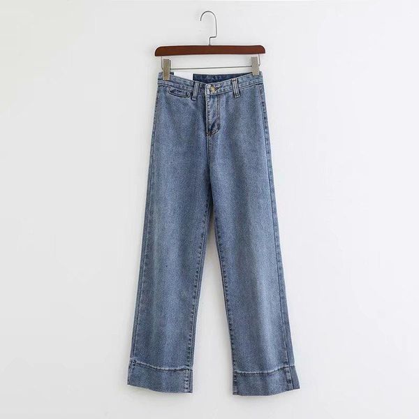 

qq48-6180 european and american fashionable high-waisted broad-legged jeans1, Blue