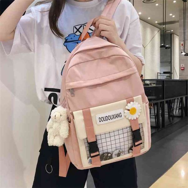 

julyccino cute female student backpack women flower female harajuku school bags waterproof nylon kawaii backpack ladies book bag 210809