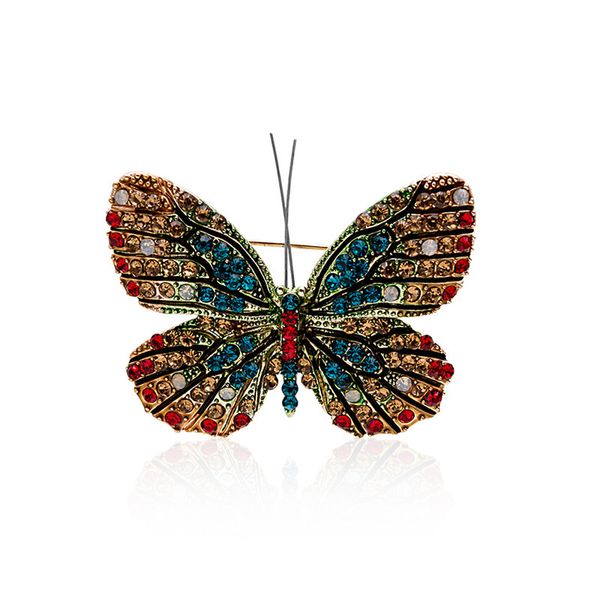 

royal wind drop oil enamel inlaid with color diamond alloy butterfly brooch insect animal brooch, Gray
