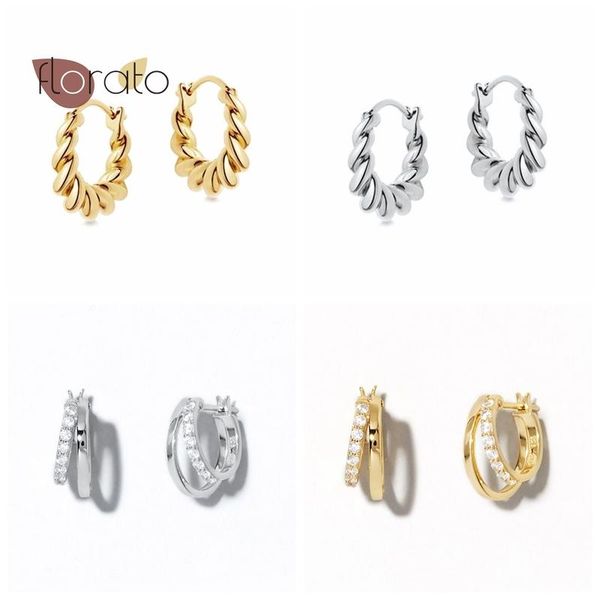 

hoop & huggie korean style earring 925 sterling silver ear buckle minimalist exquisite elegant fashion jewelry for women birthday, Golden;silver