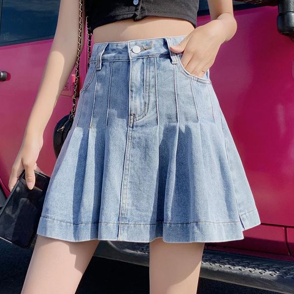 

skirts pleated irregular denim mini plus size oversize 5xl large korean fashion high-waisted vintage summer women's clothing skirt 2021, Black