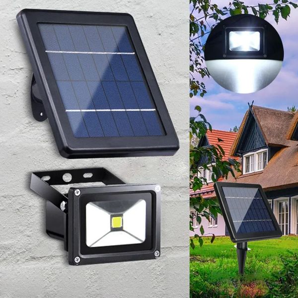 

10w solar power led flood light outdoor garden wall spotlight waterproof
