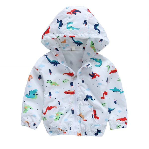 

80-130cm cute dinosaur printing windbreaker boys jacket for kids girls trench coats spring children clothes, Blue;gray