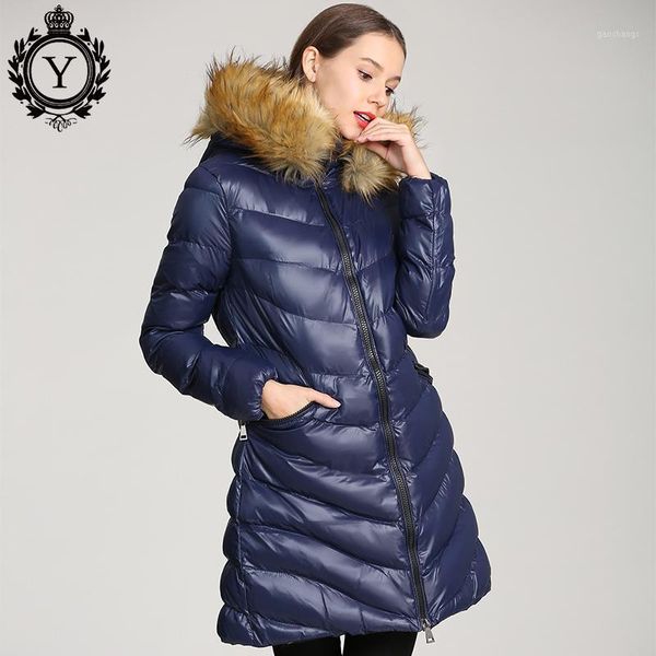 

winter coat women parka with a raccoon fur hood women's warm jacket windproof fashionable cotton padded parkas female 2021 1, Black