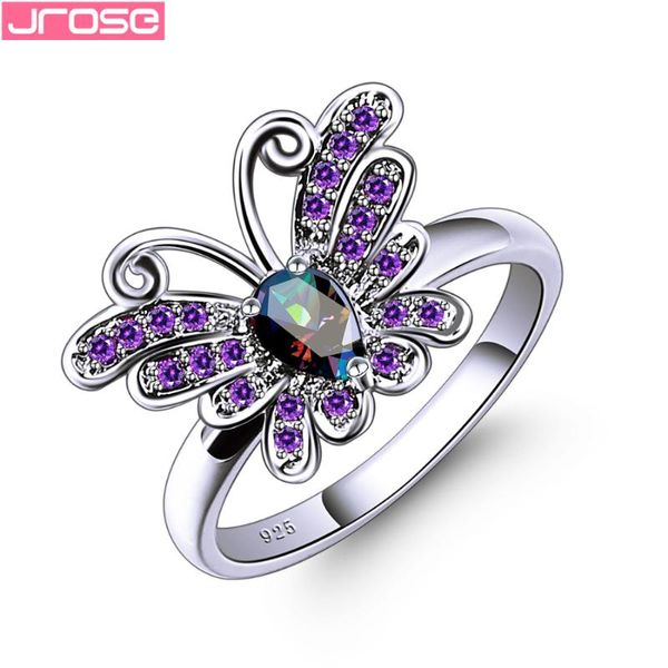 

wedding rings jrose arrival brand design for women engagement silver 925 jewelry multicolor & pink ziconia butterfly shape, Slivery;golden