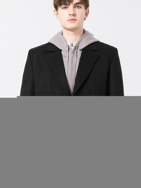 

men lapel neck double breasted overcoat n71x#, Black;brown