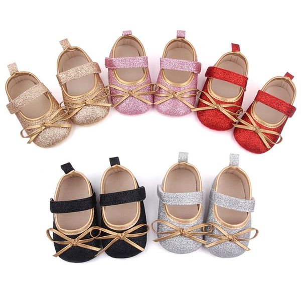 

baby girl cute princess shoes infant bowknot slim flash soft sole toddler first walkers spring 0-18m