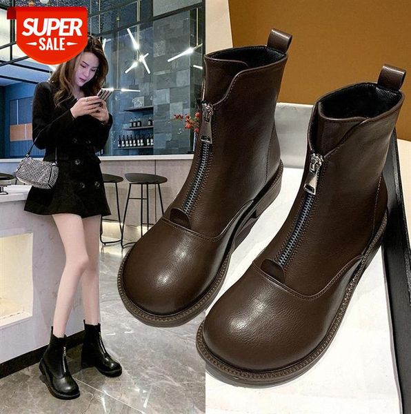 

boots children single front zipper short tube flat martin british style thin #ey4n