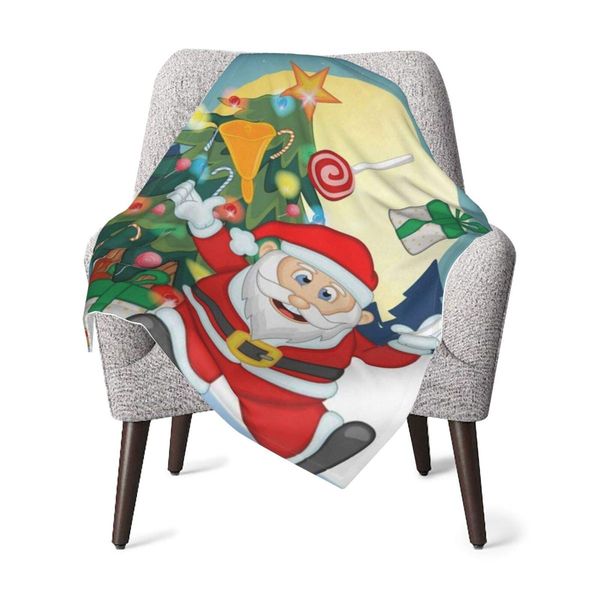 

Baby Swaddle Wrap Blanket Cute Santa Claus, Snow, Christmas Tree and Full Moon at Night Soft Plush Receiving Baby Blanket