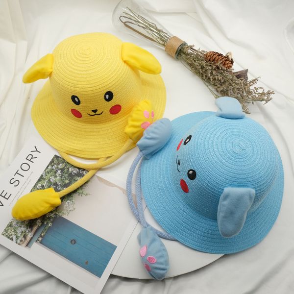 

moving ears bunny hat female summer cute net red kachu fisherman hat, Yellow