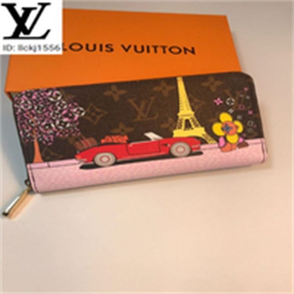 

wallets brand designer key luxury m60017 car clutches motif single purse zip wallet men compact real leather evening long chain card holders, Red;black