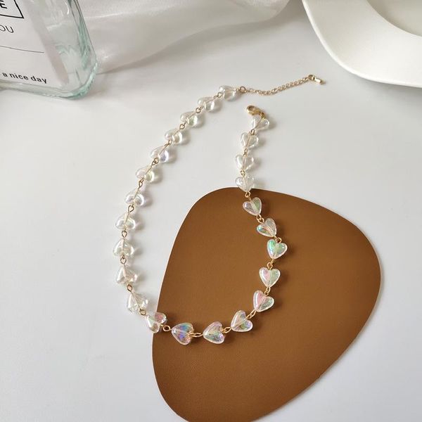 

chokers spring summer style, heart-shaped necklace temperament is mellifluous fair maiden neck chain, Golden;silver