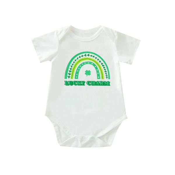 

rompers kids jumpsuits toddler girl summer baby clothes born romper cotton short sleeve lucky clover boy clothing for babies 6-24m, Blue