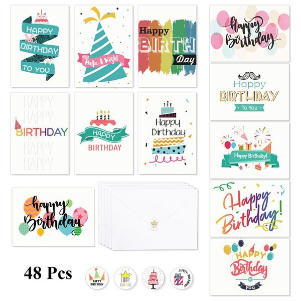 

greeting cards partykindom 48pcs birthday with envelopes stickers