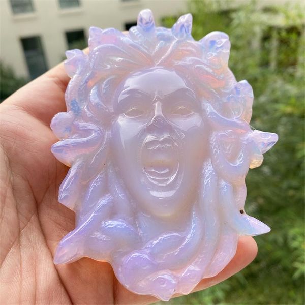 

decorative objects & figurines quite realistic crystal carvings pink opalite hand craft medusa for art decoration