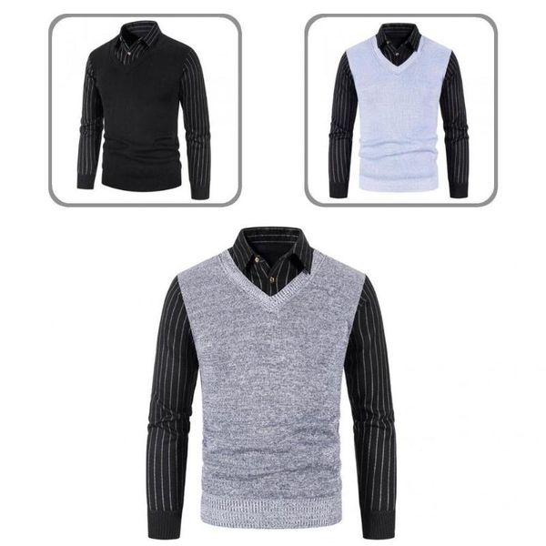 

men's casual shirts pullover fine workmanship men sweater durable breathable long-lasting male long sleeve, White;black