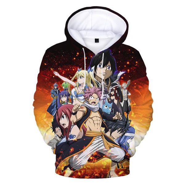 

men's hoodies & sweatshirts anime movie fairy tail 3d print japanese harajuku streetwear boys/girls oversized pullovers ouitwear, Black