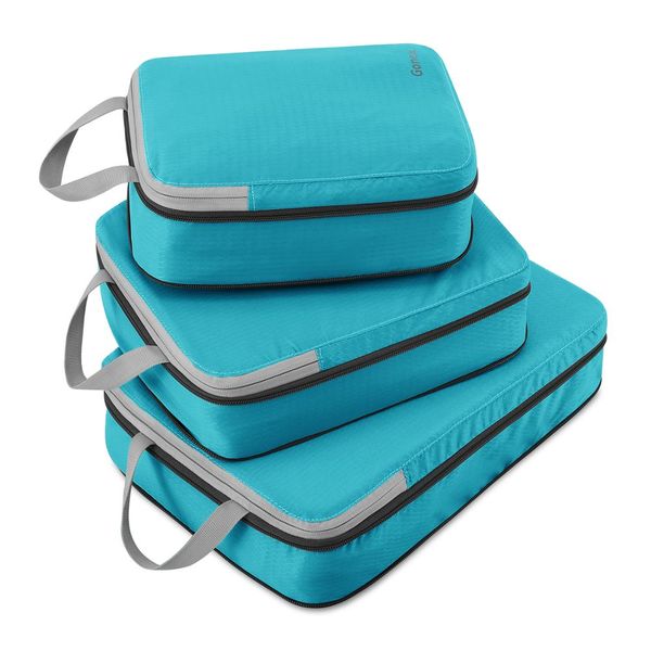 

gonex 3pcs/set trave storage bag suitcase uggage organizer hanging zipock cothing compression packing cubes boy friend gift