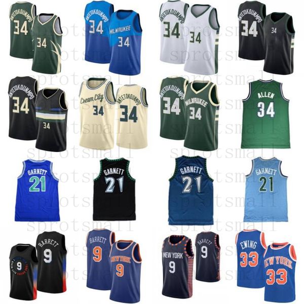 

giannis 34 antetokounmpo ray allen basketball jersey mens 21 kevin garnett rj 9 barrett patrick 33 ewing shirt, Black;red