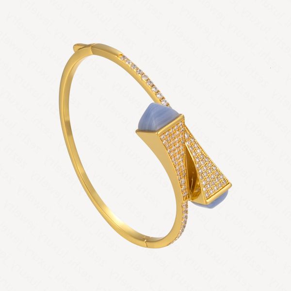 

lucky charm bracelets for women fashion blue agate 18k gold plated bracelet woman halloween christmas gifts accessories with jewelry pouches, Golden;silver