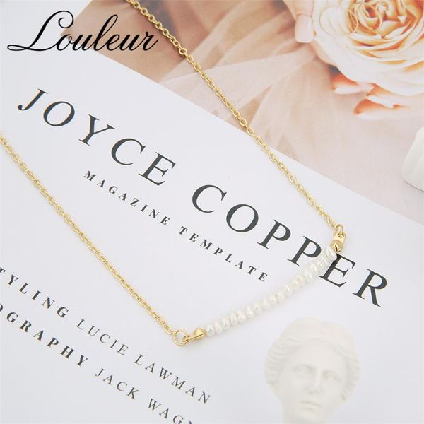 

louleur simple small pearls choker necklaces for women gold color link chain bohemian collares necklace chocker jewelry girl chokers, Golden;silver