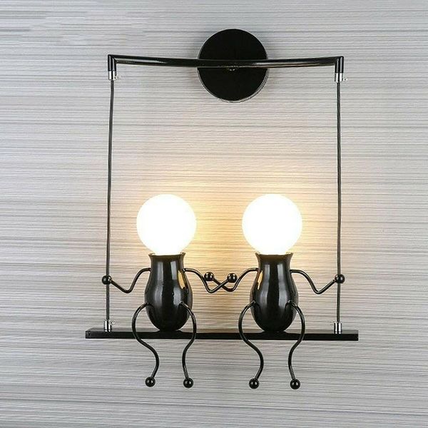 

creatives design little man swing pendant light modern minimalist hanging led lamp for bedroom living room cafe wall decor