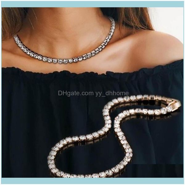 

chokers & pendants jewelrychokers sier color crystal necklace women fashion necklaces pendant statement wedding jewelry clavicle chain choke, Golden;silver