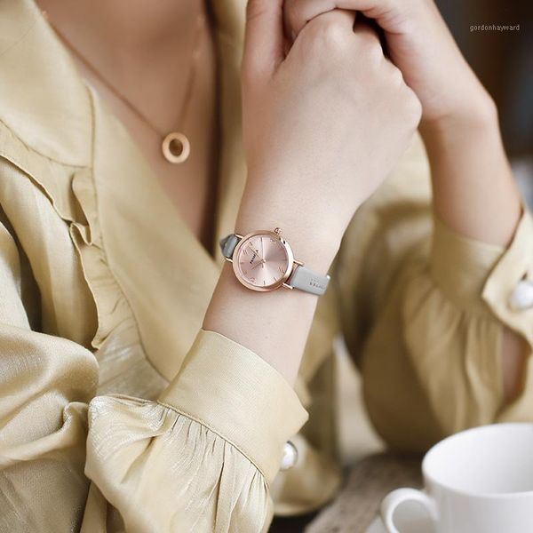 

wristwatches butter fruit green watch relojes para mujer women's fashion korean version simple temperament small belt student fresh, Slivery;brown