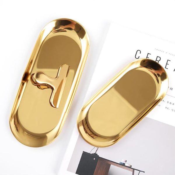 

dishes & plates nordic style gold dining plate stainless steel dessert nut fruit cake tray snack kitchen western steak