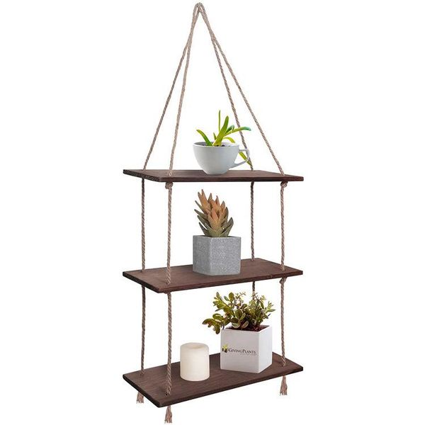 

hooks & rails rope rack suspended wall hanging frame wooden floating bathroom storage kitchen living room partition